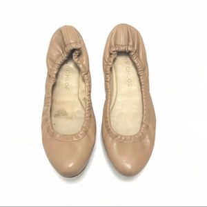 See By Chloe Nude Tan Leather Ballet Flats